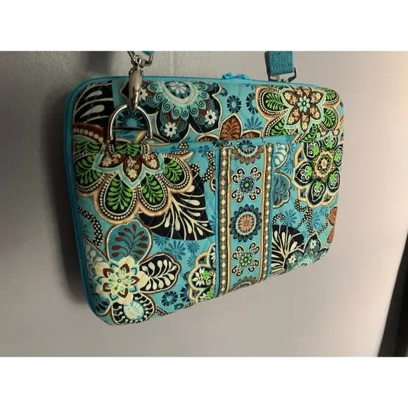 Vera Bradley 12" mini Laptop  Hard Case w/Shoulder Strap in Bali Blue EUC - Picture 10 of 11